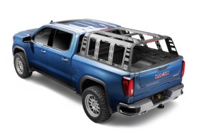Chevrolet Silverado 1500 Running Boards - Go Rhino - VoltStep Electric, 6-inch, LED, Dual-Motor, Bedliner Coating - Black - `19-`25